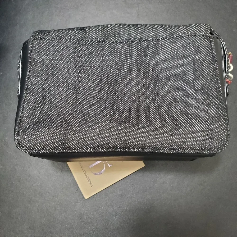 Ellen DeGeneres black denim puppy dog bag